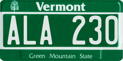 VT license plate ALA230