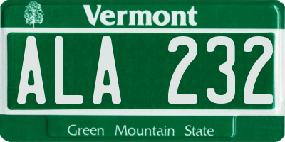 VT license plate ALA232