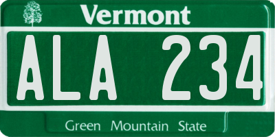 VT license plate ALA234