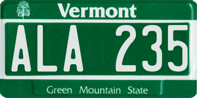 VT license plate ALA235