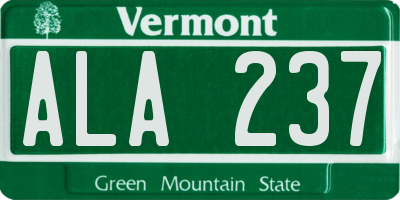 VT license plate ALA237