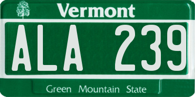 VT license plate ALA239