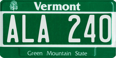 VT license plate ALA240
