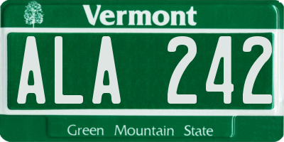 VT license plate ALA242