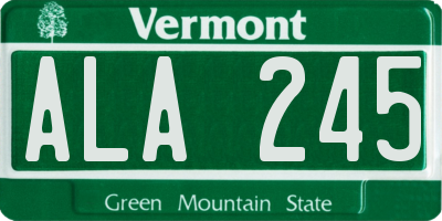VT license plate ALA245