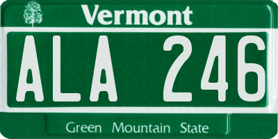 VT license plate ALA246