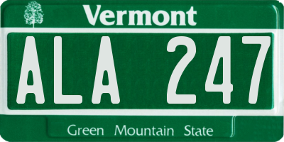 VT license plate ALA247