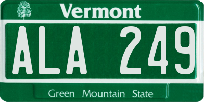 VT license plate ALA249