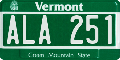 VT license plate ALA251