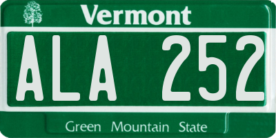 VT license plate ALA252
