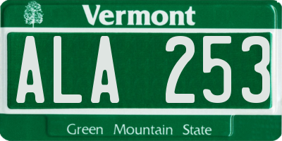 VT license plate ALA253