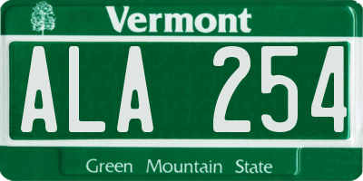 VT license plate ALA254