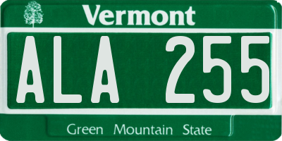 VT license plate ALA255
