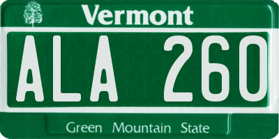 VT license plate ALA260