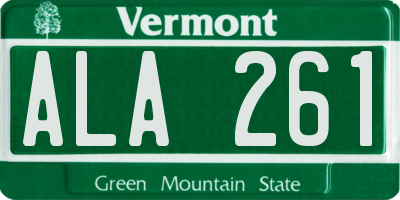 VT license plate ALA261