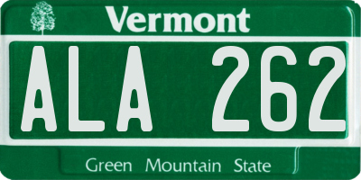 VT license plate ALA262