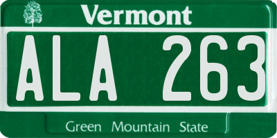 VT license plate ALA263