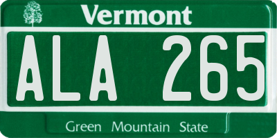 VT license plate ALA265
