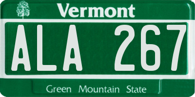 VT license plate ALA267