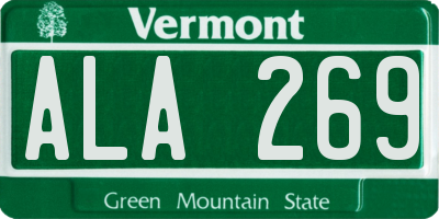 VT license plate ALA269