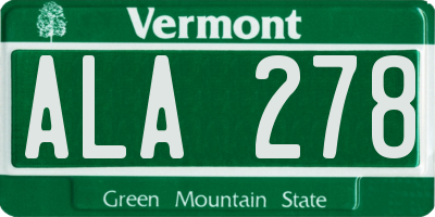 VT license plate ALA278