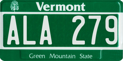 VT license plate ALA279