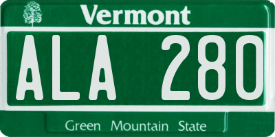 VT license plate ALA280