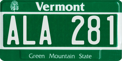 VT license plate ALA281