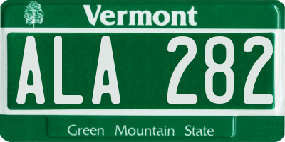 VT license plate ALA282