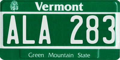 VT license plate ALA283
