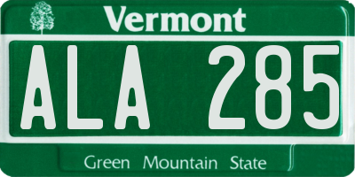 VT license plate ALA285
