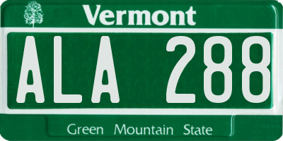 VT license plate ALA288