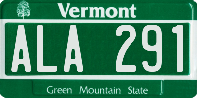 VT license plate ALA291