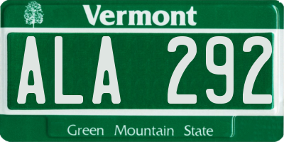 VT license plate ALA292