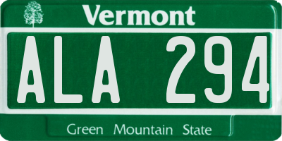 VT license plate ALA294