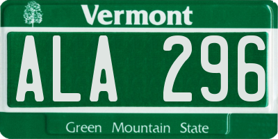 VT license plate ALA296