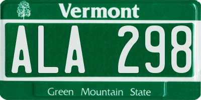 VT license plate ALA298