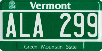 VT license plate ALA299