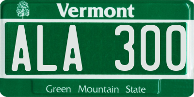 VT license plate ALA300