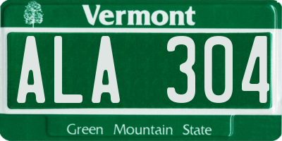 VT license plate ALA304