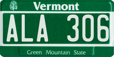 VT license plate ALA306