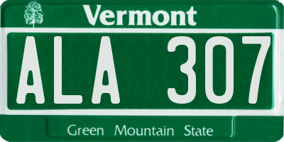 VT license plate ALA307