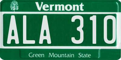 VT license plate ALA310