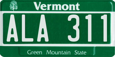 VT license plate ALA311