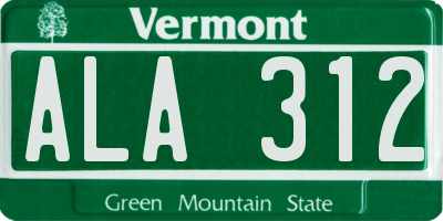 VT license plate ALA312
