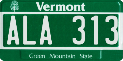 VT license plate ALA313