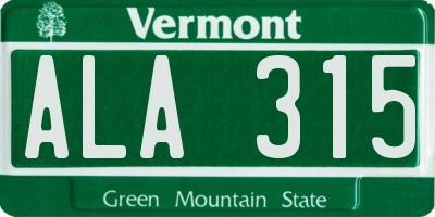 VT license plate ALA315