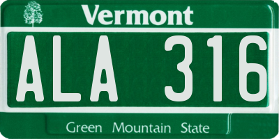 VT license plate ALA316