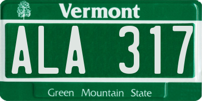 VT license plate ALA317