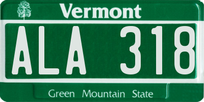 VT license plate ALA318